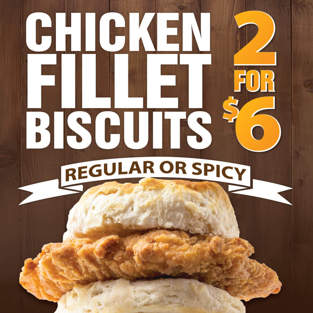 November Promotion - 2 Chicken Fillet Biscuits (regular or spicy) 2 for $6