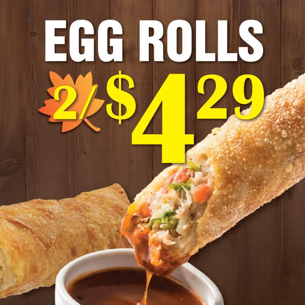 November Promotion - 2 Eggrolls for $4.29